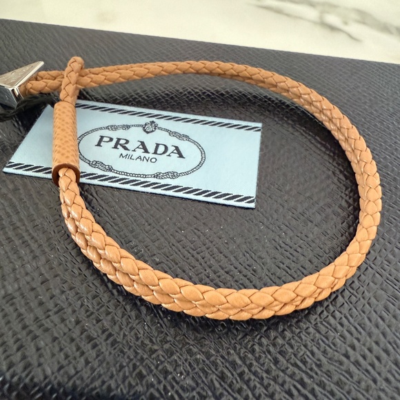 Prada 2IB288 Unisex double strand Bracelet In Brown Nappa Leather w/charm - Picture 10 of 11